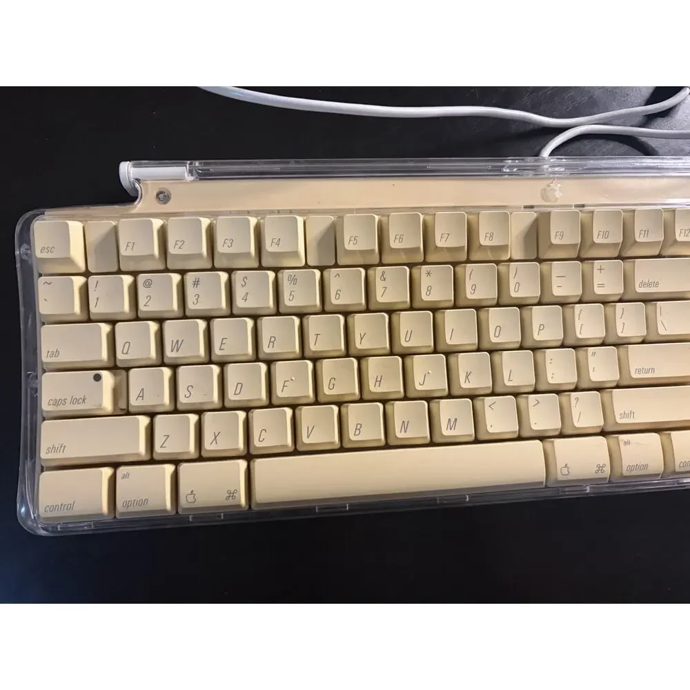 Vintage Apple M7803 Pro USB Wired Keyboard Clear White Tested and Working